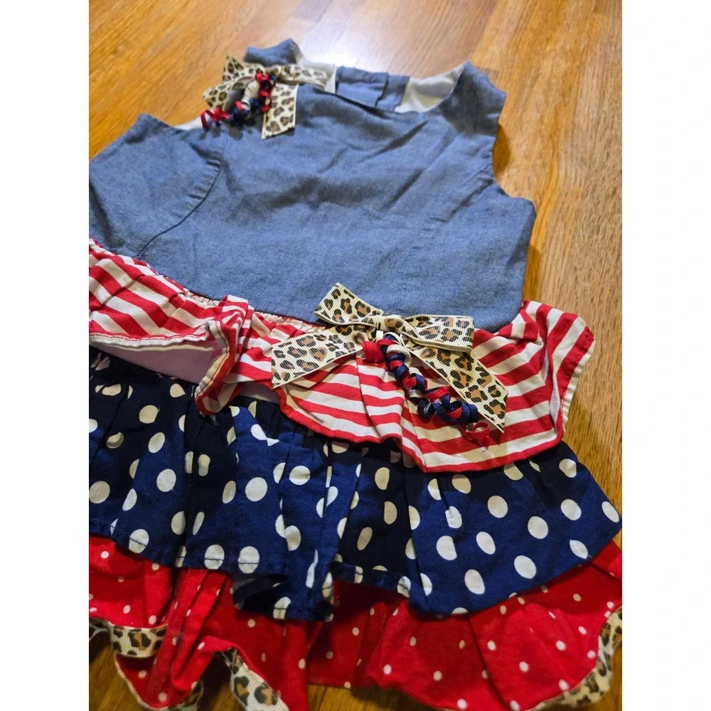 Bonnie Jean Girls 24 Month Red White Blue Patriotic Polka Dot Ruffle Skirt Dress